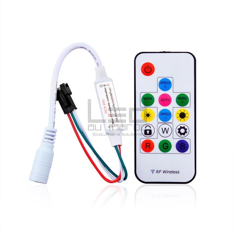 Télécommande pour ruban LED RGB/RGBW Contrôleur de bande LED SPI IC  RGB/RGBW - 1 Zone