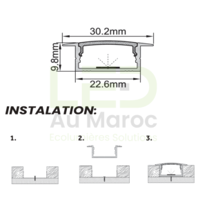 Profilé LED aluminium encastrable PR079 – Image 3