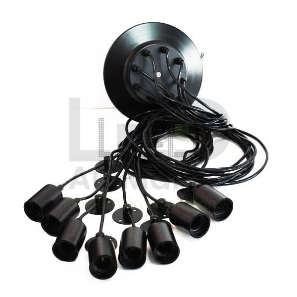 Suspension spider noir 8 douilles E27