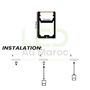 Profilé LED Aluminium Suspendu ou Apparent PR057 – Image 3