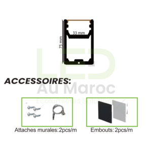 Profilé LED Aluminium Suspendu ou Apparent PR057 – Image 4