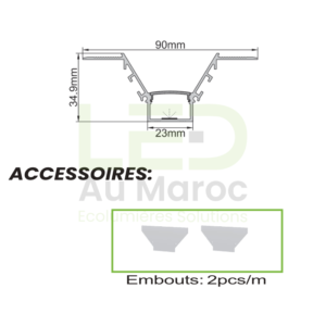Profilé LED Aluminium PLATRE RETRAIT BLANC PR102 – Image 4