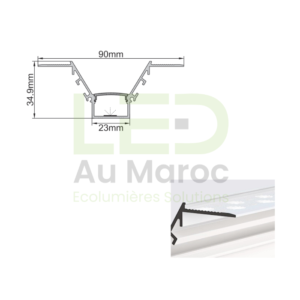 Profilé LED Aluminium PLATRE RETRAIT BLANC PR102 – Image 2