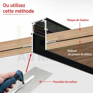 RAIL LUMINEUX MAGNÉTIQUE ENCASTRÉ SANS BORD 2M / 3M – Image 3