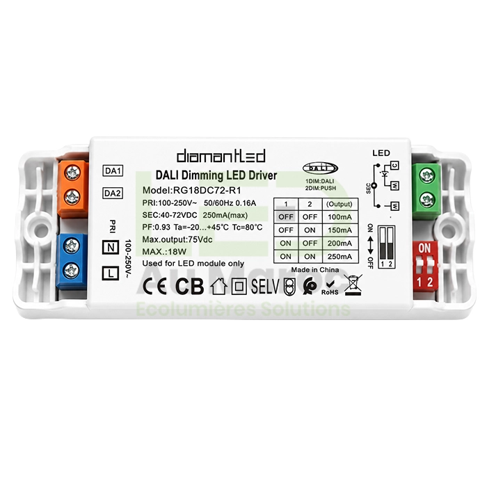 LAM-DL-RG18DC72-R1 DRIVER DALI+PUSH DIMMABLE 18W 40-72V