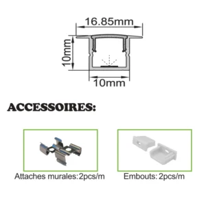 Profilé LED Aluminium Encastrable PR040 – Image 2