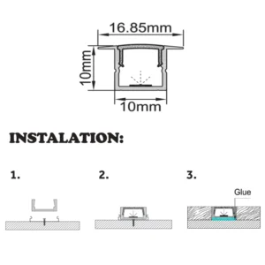 Profilé LED Aluminium Encastrable PR040 – Image 3