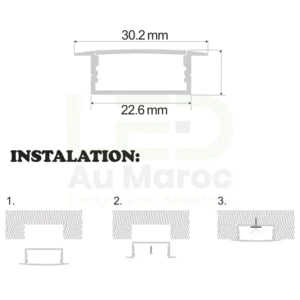 Profilé LED aluminium encastrable PR026 – Image 3
